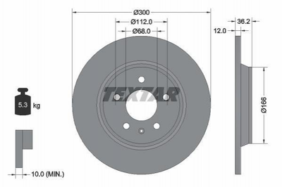 Тормозные диски TEXTAR 92160103 Audi A6, A4, Q5, A5, Allroad, A7 08A75910, 8K0615601B, 8K0615601J