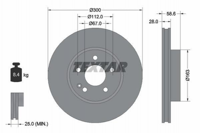 Тормозные диски TEXTAR 93123403 Mercedes Vito, V-Class 6394210212, 6394210312, 6394210012