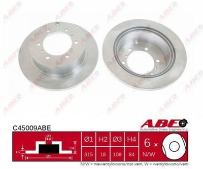 Тормозные диски ABE C45009ABE Mitsubishi Pajero MB618797, 08710610