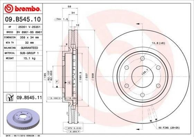 Тормозные диски BREMBO 09B54511 402061LB1A, 402061LB0A