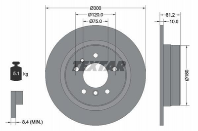 Тормозные диски TEXTAR 92042303 BMW 5 Series 34211162305, 34211156668, 1156668