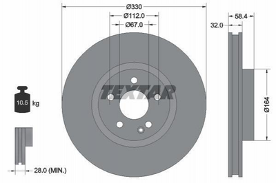 Тормозные диски TEXTAR 92279403 Mercedes Vito, V-Class A4474210012, 4474210012