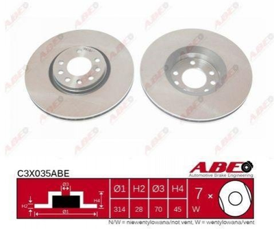 Тормозные диски ABE C3X035ABE Opel Vectra 24435132, 569005, 93171606