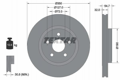 Тормозные диски TEXTAR 92272205 Jeep Grand Cherokee IV (WK, WK2); Dodge Durango 2AMV5012AD, K2AMV5012AD, K68035012AC