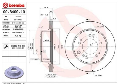 Тормозные диски BREMBO 09B40910 584113E500