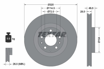 Тормозные диски TEXTAR 92203403 Mazda CX-7, CX-9; Ford USA Edge TD133325X, EH143325XA, EH143325X