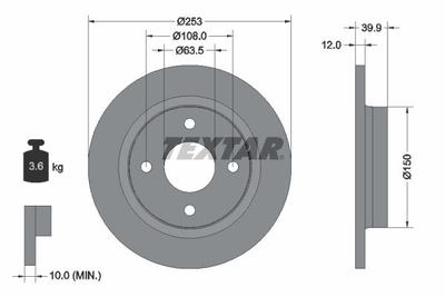 Тормозные диски TEXTAR 92292803 Ford Fiesta 2096336, H1BC2A315AB