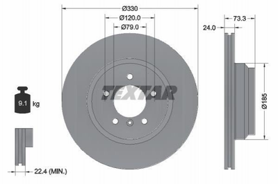 Тормозные диски TEXTAR 92137805 BMW 3 Series, X1, 1 Series 34116854999, 34116764645, 6764645