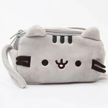 Пенал м'яка плюшева іграшка Кішка з блискавкою Kawaii Plush Cat Beige, Velice