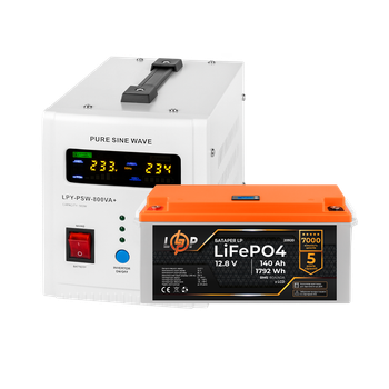 Комплект резервного питания LP (LogicPower) ИБП + литиевая (LiFePO4) батарея (UPS 800 + АКБ LiFePO4 1792W)