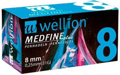 Иглы Wellion для инсулиновых шприц-ручек MEDFINE plus 0.25 (mm) (31G) x 8 mm (100 шт)