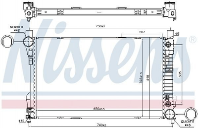 Радіатор охолодження двигуна NISSENS 606015 Mercedes C-Class A2035004803, 2035004803