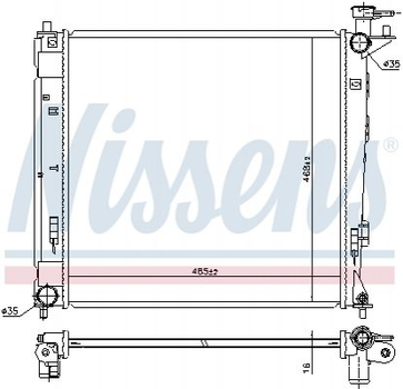 Радиатор охлаждения двигателя NISSENS 675019 Hyundai IX35; KIA Sportage 253102Y000, 253102Y001