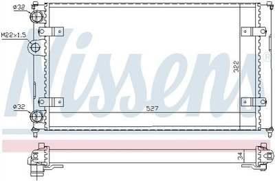 Радіатор охолодження двигуна Nissens 639951 Volkswagen Caddy, Polo; Seat Ibiza, Cordoba 6KO121253, 6K0121253R, 6K0121253P