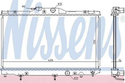 Радиатор охлаждения двигателя NISSENS 646281 Toyota Corolla 164000D040, 164000D050, 164000D070