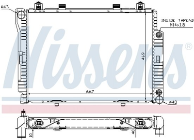 Радиатор охлаждения двигателя NISSENS 62714A Mercedes S-Class 1405002203, 1405002303, 1405001303