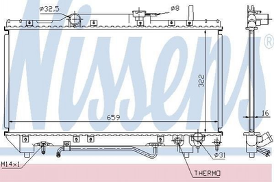 Радиатор охлаждения двигателя NISSENS 64802 Toyota Carina 1640074790, 1640074840, 1640003090