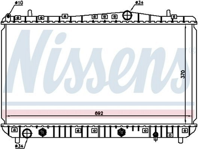 Радіатор охолодження двигуна NISSENS 61634 Chevrolet Lacetti; Daewoo Nubira, Gentra P96553424, P96553423, P96553244