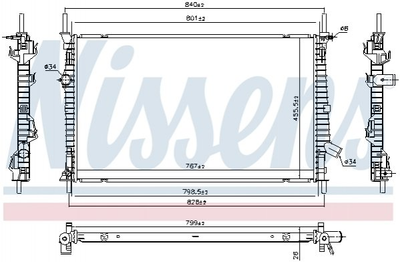 Радиатор охлаждения двигателя NISSENS 606537 Ford Transit 1935473, 2002228, GK218005BB