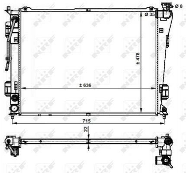 Радиатор охлаждения двигателя NRF 59200 Hyundai Sonata; KIA Optima 253103S600, 253103S601, 253103S650