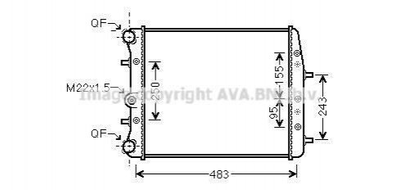 Радиатор охлаждения двигателя AVA COOLING SAA2005 Seat Ibiza, Cordoba; Volkswagen Polo; Skoda Fabia, Roomster 6QE121253, 6Q0121253J, 6Q0121253AG