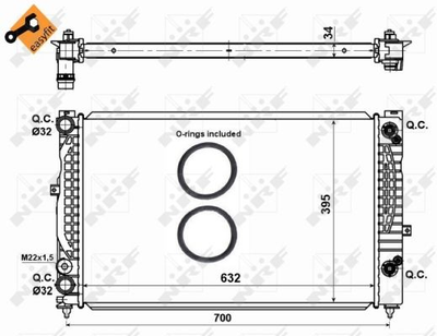 Радиатор охлаждения двигателя NRF 529504 Audi A4, A6; Volkswagen Passat; Skoda Superb 8D0121251BC, 8D0121251BE, 8D0121251M