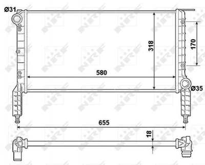 Радиатор охлаждения двигателя NRF 53788 Fiat Doblo 46803028, 46749000