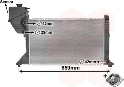 Радіатор охолодження двигуна Van Wezel 30002300 Mercedes Sprinter 9015003600, 9015003500, A9015003500