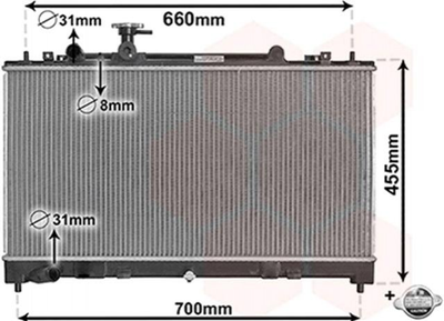 Радиатор охлаждения двигателя Van Wezel 27002227 Mazda 6 LFY115SB0, LFH415200, LFCT15200