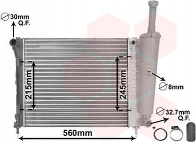 Радіатор охолодження двигуна Van Wezel 17002345 Fiat 500, Panda; Ford KA 1559504, 51787115, 1814153