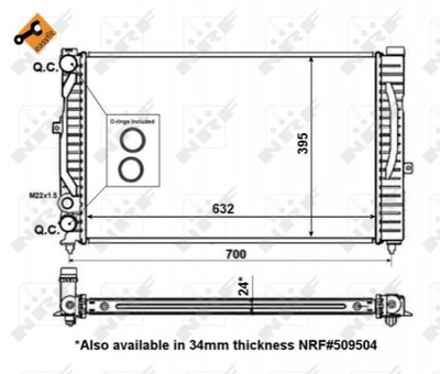 Радіатор охолодження двигуна NRF 56127 Audi A4, A6; Volkswagen Passat; Skoda Superb 4B0121251G, 8D0121251BA, 8D0121251BH