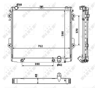 Радіатор охолодження двигуна NRF 53923 Lexus LX; Toyota Land Cruiser 1640050384, 1640050381, 1640050380