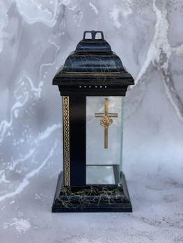 Лампадка каплиця витраж с аппликацией 310 (черная)