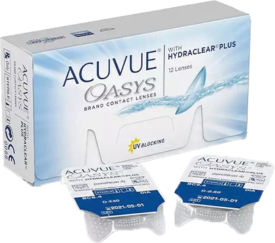 Контактні лінзи Acuvue Oasys Hydraclear Contact Lenses Replacement 2 тижні -2.50 BC/8.4 12 шт (9733905651755)