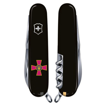 Ніж Victorinox Huntsman Army Black Емблема ЗСУ (1.3713.3_W0010u)