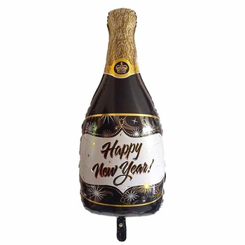 Фольгированный Шар Бутылка Шампанского Happy New Year Рождество 102x47 (40") | Черный