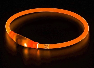 Ошейник для собак светящийся LED водостойкий с зарядкой регулируемый до 70 см L Оранжевый