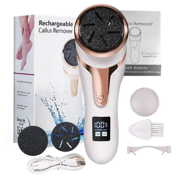 Электрическая пилка-пемза для пяток для педикюра Rechargeable Callus Remover MT-510 с LCD дисплеем