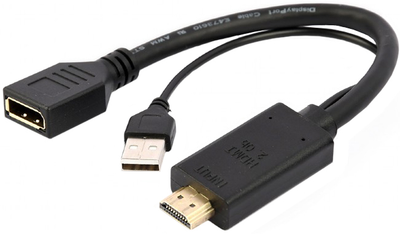 Adapter Cablexpert DisplayPort to HDMI 10 cm Czarny (A-HDMIM-DPF-01)