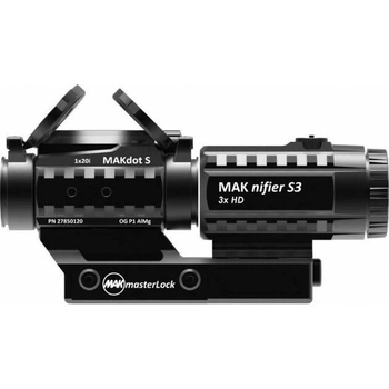 Комплект оптики MAK combo: коліматор MAKdot S 1x20 і магніфер MAKnifier S3 3x на кріпленні MAKmaster Lock CS