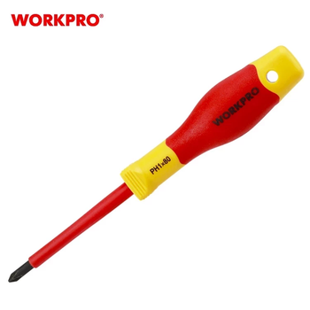 Отвертка диэлектрическая крестовая WORKPRO PH1x80мм EN/IEC 60900 10000V PRO PLUS WP341008