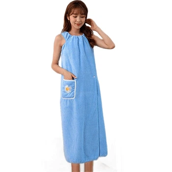 Халат-полотенце 2 в 1 с карманом Zeron Размер М Blue