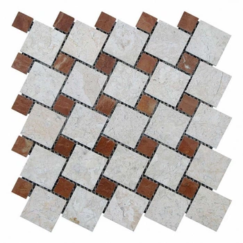 Мраморная Мозаика Полированная МКР-6П (47x47-23x23) 6 мм Victoria Beige - Rojo Alicante