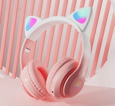 Навушники з котячими вушками CAT STN-28 PRO (White-Pink)