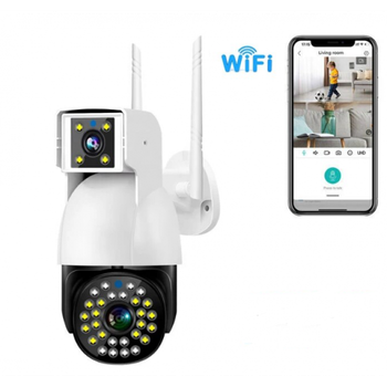 Камера видеонаблюдения двухобъективная уличная поворотная P12 WIFI IP 360/90 V380PRO 3+3.0mp