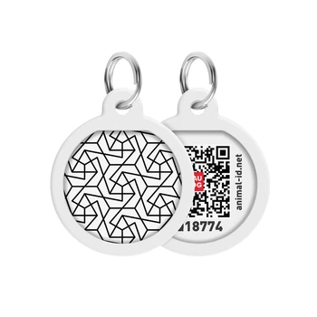 Адресник - жетон для собак и котов WAUDOG Smart ID Геометрия, S, металлический, круглый Ø25 мм, с QR-паспортом, арт. 0625-0202