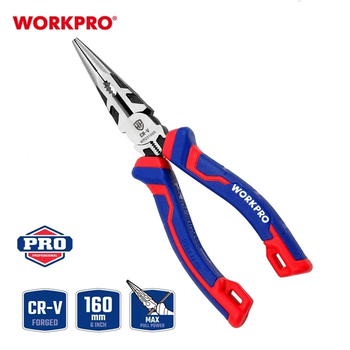 Довгогубці прямі WORKPRO 160 мм CR-V PRO PLUS WP231020