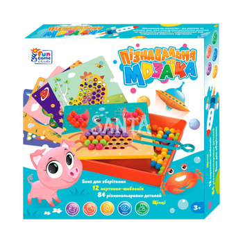 Мозаика детская, 4FUN Game Club, 84 элемента, 12 картинок-шаблонов, щипцы, кор 28*26*5см (67941)