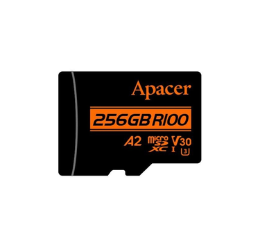 Карта памяти microSDXC Apacer A2 256Gb class 10 V30 (R100MB/s, W80MB/s) +SD-адаптер AP256GMCSX10U8-R