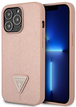 Etui plecki Guess Saffiano Triangle Logo do Apple iPhone 14 Pro Max Pink (3666339065515)